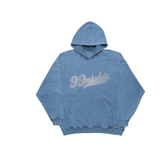 Charlotte Cardin Women's Blue Hoodie 99 nights embroidery applique size L. NWOT - Picture 1 of 9
